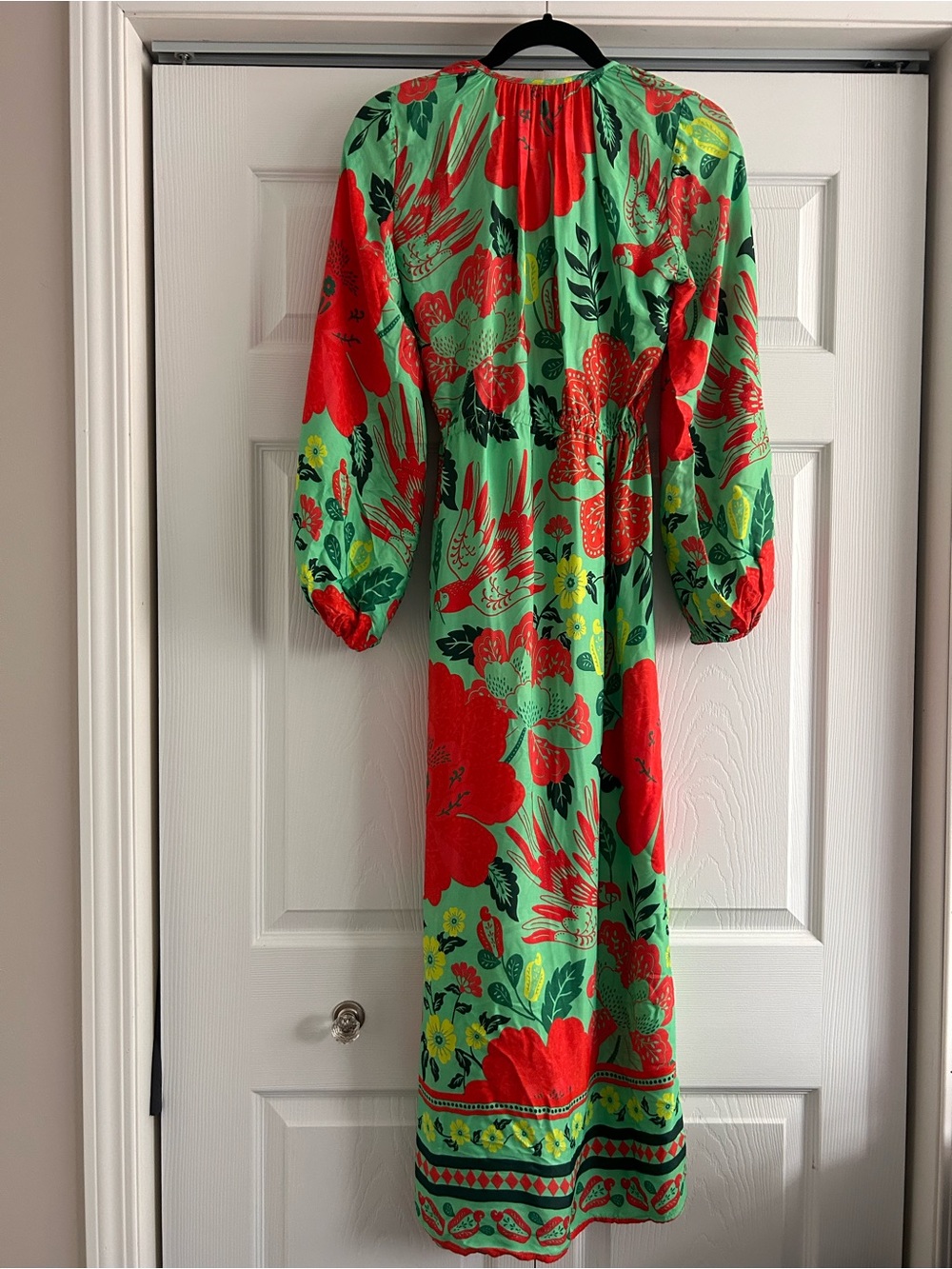 Anthropologie Farm Rio Floral Poppy Printed Wedding Guest Feminine Maxi Dress. - Picture 10 of 12